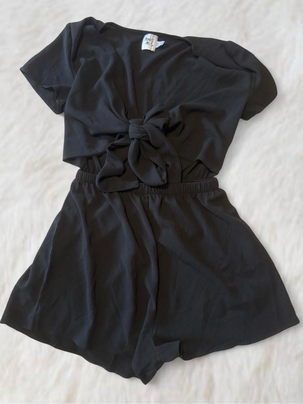 Princess Polly Black High-Waist Tie-Front Romper